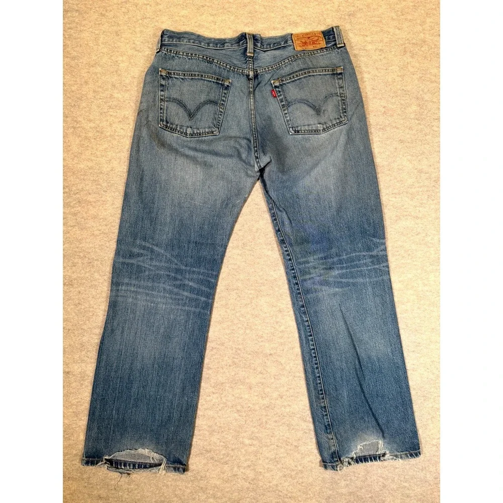 Levis 501 Original Fit Jeans Men 36x30 Blue Cotton Button Fly Straight Leg Denim